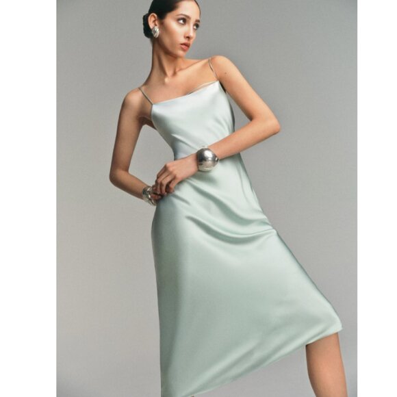 Reformation Cardi Silk Dress in See Glass